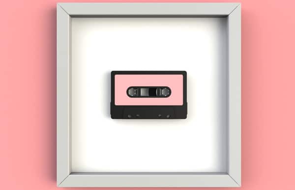 Pink Cassette Tape in Shadow Box