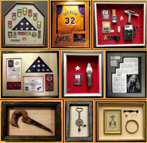 Elsinore Framing in Salem Oregon can create beautiful Photo Collages of Sports Memorabilia and more